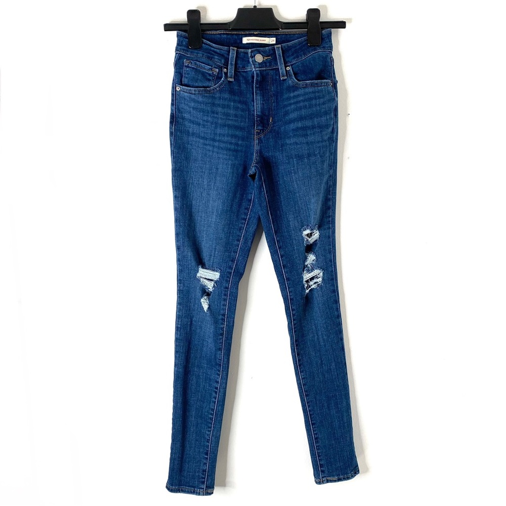 Levi’s 721 High Rise Skinny Jeans Distressed Stretch Denim